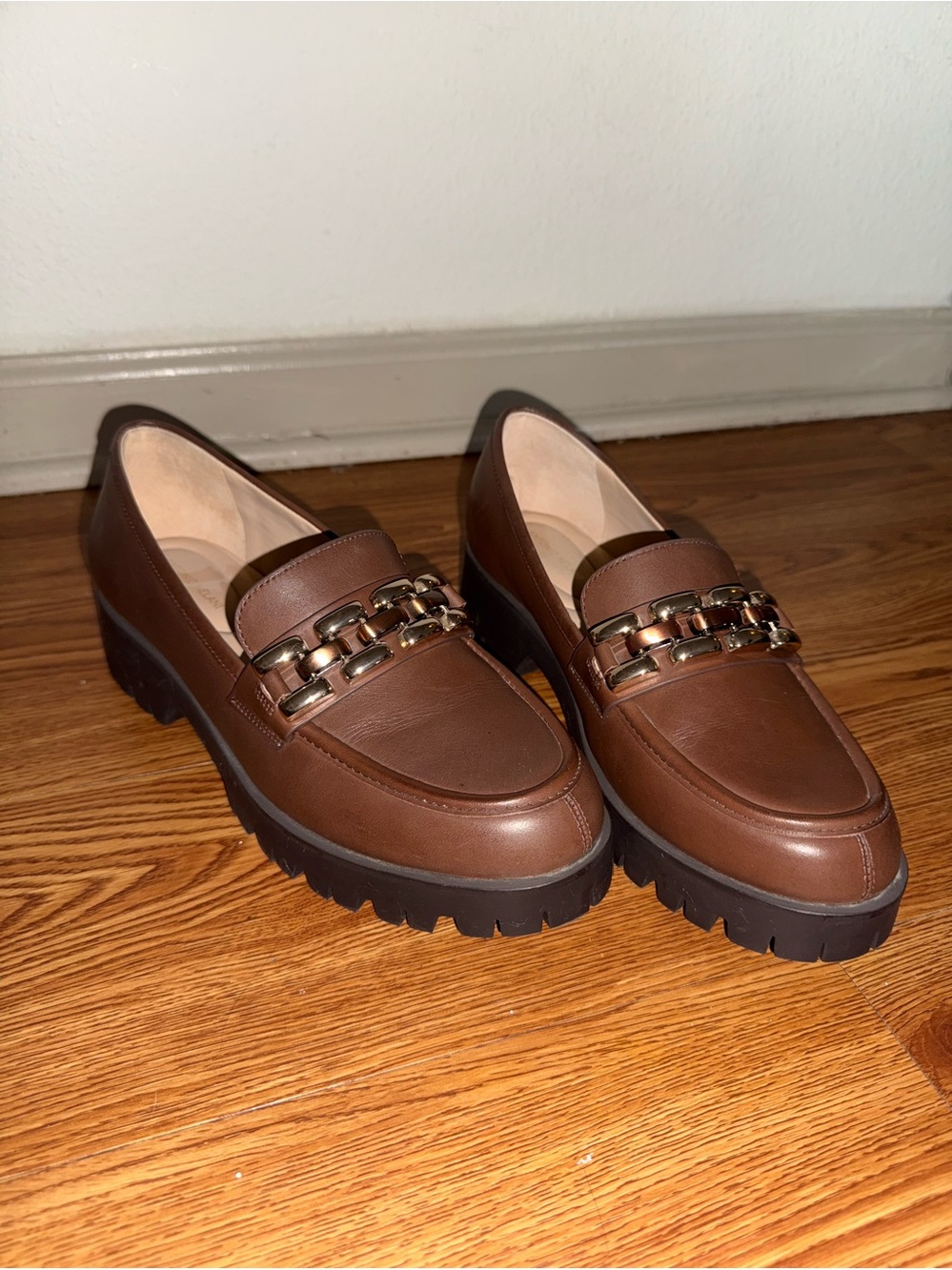 Antonio Melani Women’s Brown Leather Heeled Loafers